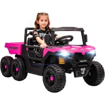 Ambifirner Kids Electrick Dump Truck,24V Ride on UTV ,6 Wheels Ride on Vehicles with Dump Bed,Bluetooth Music Player,2 Seater Electric Truck