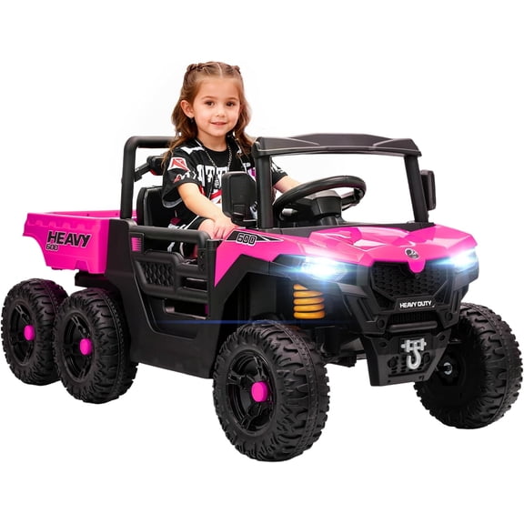 Ambifirner Kids Electrick Dump Truck,24V Ride on UTV ,6 Wheels Ride on Vehicles with Dump Bed,Bluetooth Music Player,2 Seater Electric Truck