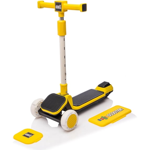 Ambifirner Kids Ride On 3-Wheel Scooter W/Buildable Blocks, Pu Flashing Wheels And Folding Kick Scooter,Thickened Custom Aluminum Tube,5-Position Height-Adjustable Handlebar For Kids Aged 3-9