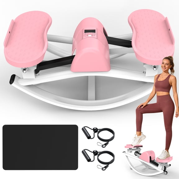 Ambifirner Lateral Stepper for Exercise-Rocking Stepper Machine with Resistance Bands & Anti-Slip Mat and LCD Monitor, Professional Stair Stepper for Home Workout