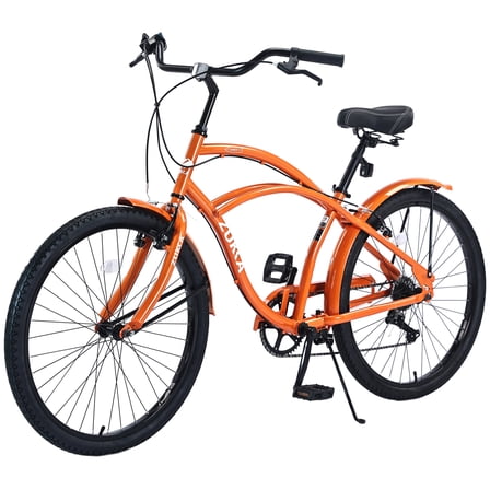 Ambifirner Men's 26" Beach Cruiser Bike - Shimano 7-Speed & Dual V-Brakes - Steel Frame with 2.125" All-Terrain Tires