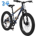thumbnail image 1 of Ambifirner Mens and Women Fat Tire Mountain Bike, 24-Inch Bicycle Wheels, 3-Inch Wide Tires, Steel Frame, 7 Speed Drivetrain, Disc Brakes, 1 of 8