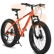 Ambifirner Mens and Women Fat Tire Mountain Bike, 26-Inch Bicycle Wheels, 4-Inch Wide Knobby Tires, Steel Frame, 21 Speed Drivetrain, Disc Brakes