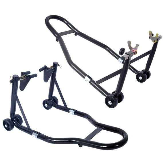 Ambifirner Motorcycle Front & Rear Wheel Lift Stand - 1000LB Steel Paddock Stand with Adjustable Brackets for Roadside Maintenance