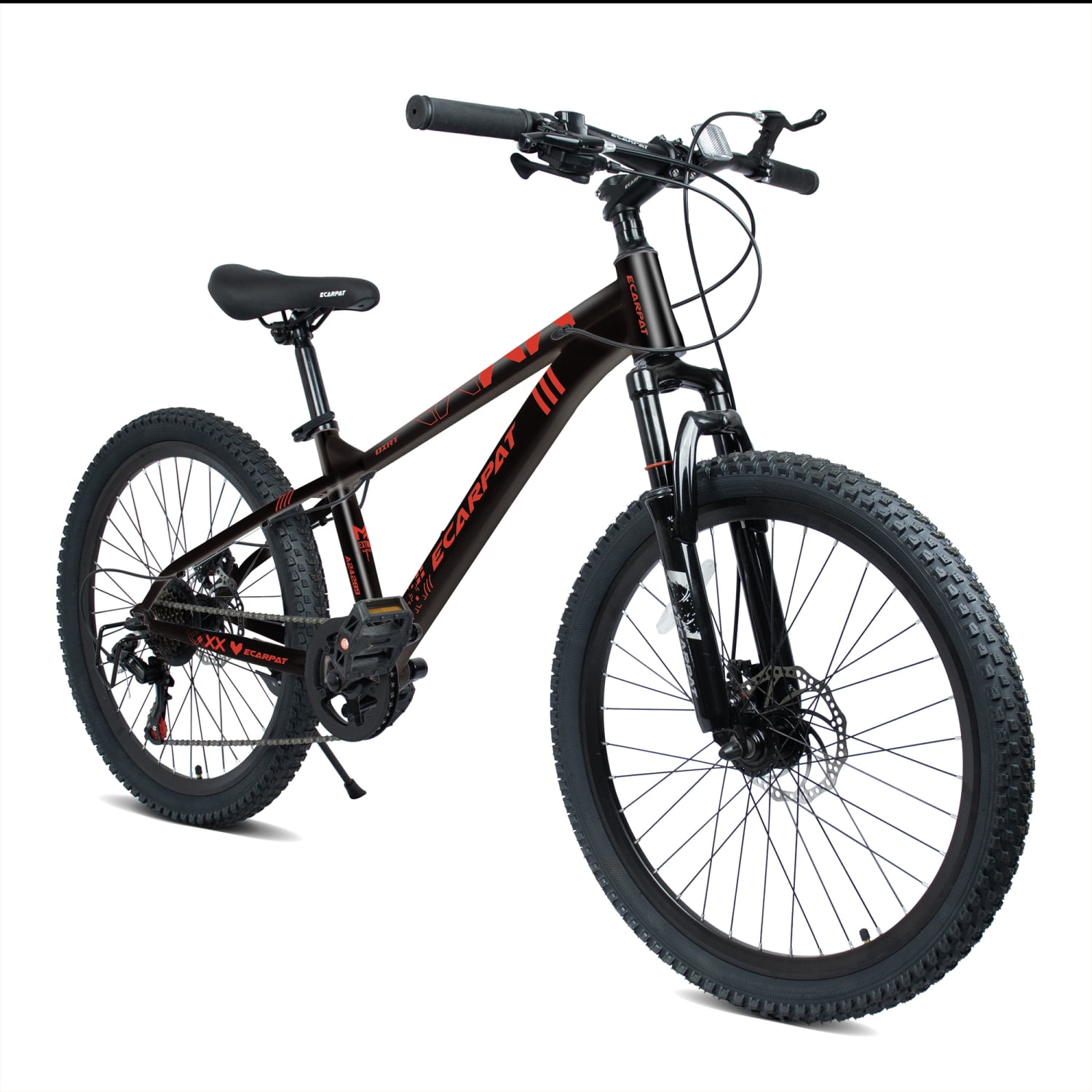 Ambifirner Mountain Bike, 24 Inch Men Bicycle w/ 21-Speed Drivetrain, Front Suspension Fork, Dual Disc Brakes, Adjustable Seat, Outdoor Cycling Bike
