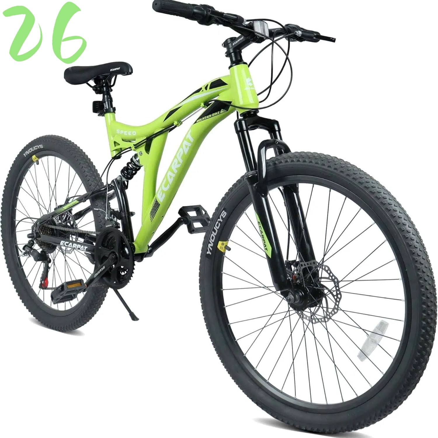 Ambifirner Mountain Bike 26 Inch: Adult Bikes With 21 Speeds, Double Disc Brake, Full Suspensionnd Alloy Rims Frame for All Terrain Multiple Colors