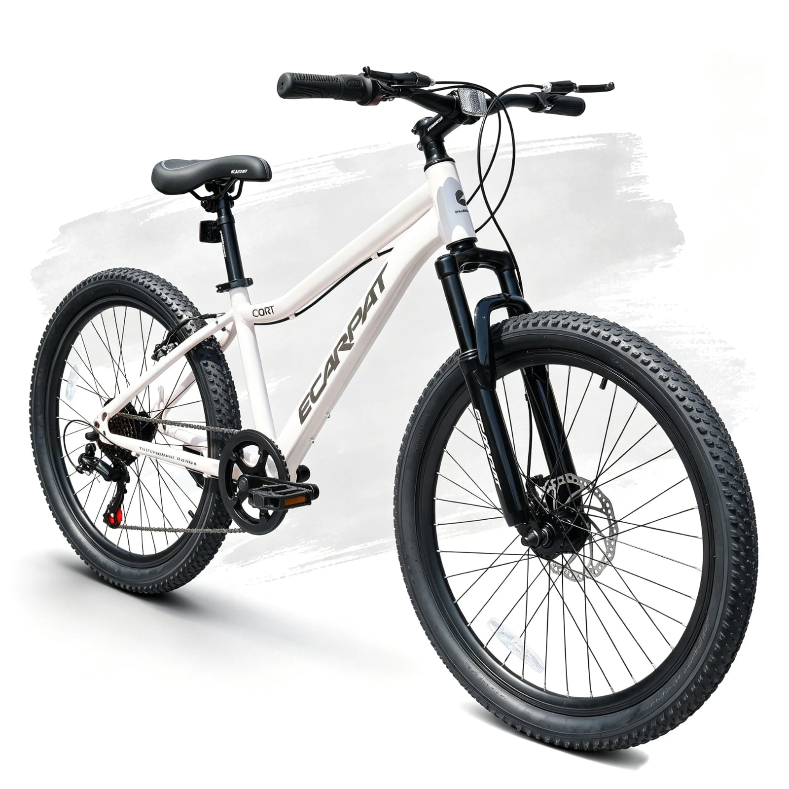 Ambifirner Mountain Bike: 7 Speeds with Disc Brakes Mens Womens Mountain Bike, 24 Inch Front Suspension MTB Bicycle for Outdoor Trail Commuter