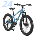 thumbnail image 1 of Ambifirner Mountain Bike Fat Tire 24 inch Speed with High Carbon Steel Frame, Double Disc Brake and Front Suspension Anti-Slip Bikes For Mens, 1 of 10