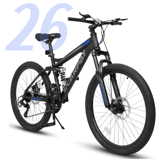 Ambifirner Mountain Bikes For Adults: 26 Inch Full Suspension Mountain Bikes, 21 Speed, Aluminum Frame, Double Disc Bike Outdoor Cycling Camping Bicycle Red