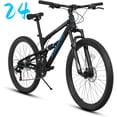 thumbnail image 1 of Ambifirner Mountain Bikes For Men:Outdoor 24 Inch Bike 21-Speed Dual Suspension High-Carbon Steel Mtb Bicycle, Dual Disc Brake For Adult, 1 of 10