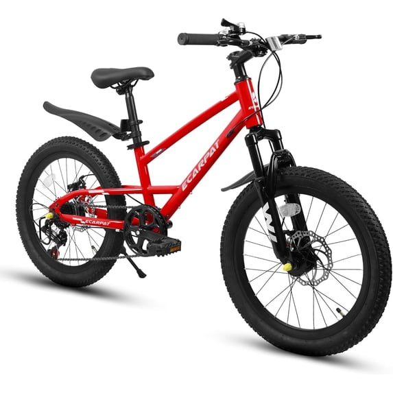 Ambifirner Newest 20 Inch Mountain Bikes, 7-Speed Steel Frame, Dual Disc Brakes, 20x1.75" Tires, 85% Assembled, White