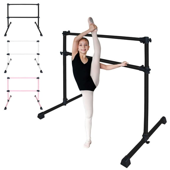 Ambifirner Portable Ballet Barre, 4 Feet Black Folding Height Adjustable Ballet Bar with Non-slip Pad, Heavy Duty Freestanding Stable Stretch Bar for Home Kids Teenager Adults