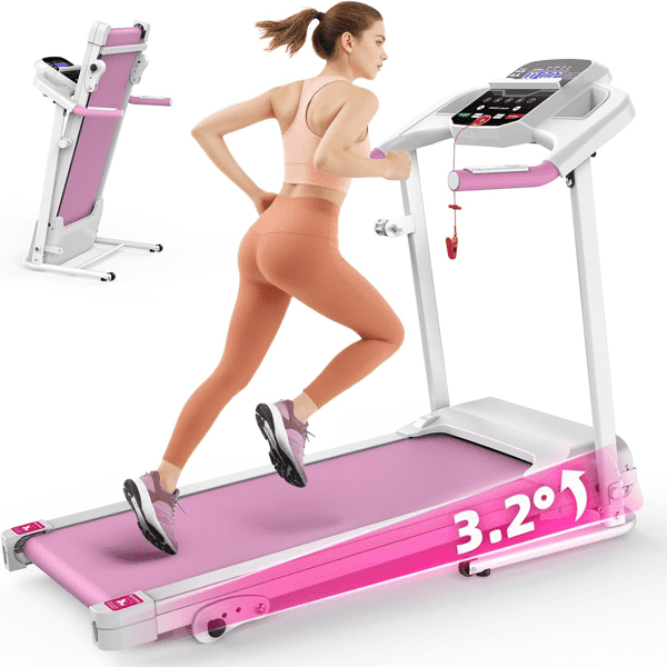 Ambifirner Quiet Foldable Treadmill - 2.5HP Brushless Motor, 3-Level Incline, Space Saving for Small Homes