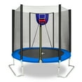 thumbnail image 1 of Ambifirner Trampoline 8FT Round Outdoor Trampoline with Outer Net, Blue, Soft Basketball Board 4 Legs, 1 of 6