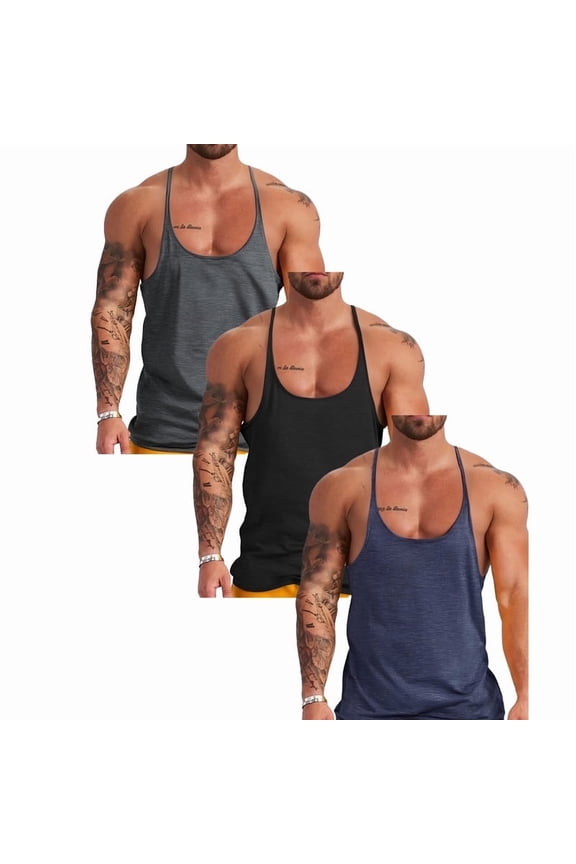 Men's Bodybuilding Stringer Tank Tops Y-Back Gym Fitness Workout Training Running T-Shirts Athletic Quick Dry Top