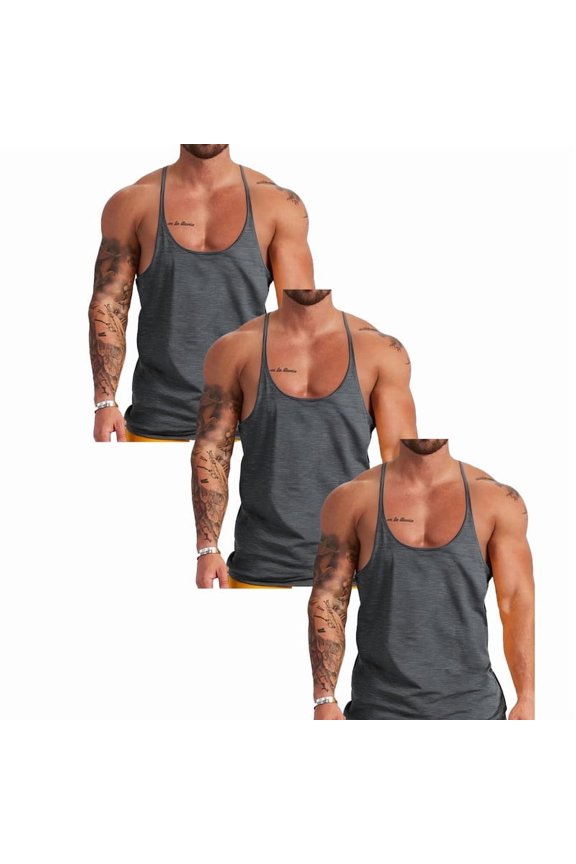 Men's Bodybuilding Stringer Tank Tops Y-Back Gym Fitness Workout Training Running T-Shirts Athletic Quick Dry Top