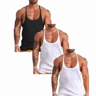 Ambiloof Men's Bodybuilding Stringer Tank Tops Y-Back Gym Fitness Workout Training Running T-Shirts Athletic Quick Dry Top