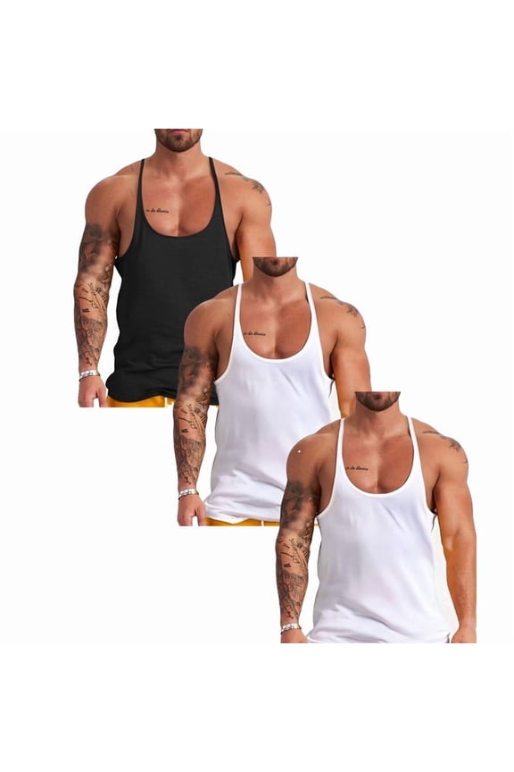 Men's Bodybuilding Stringer Tank Tops Y-Back Gym Fitness Workout Training Running T-Shirts Athletic Quick Dry Top