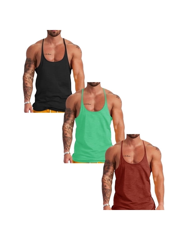 Men's Bodybuilding Stringer Tank Tops Y-Back Gym Fitness Workout Training Running T-Shirts Athletic Quick Dry Top