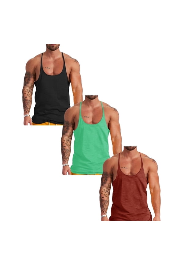 Men's Bodybuilding Stringer Tank Tops Y-Back Gym Fitness Workout Training Running T-Shirts Athletic Quick Dry Top