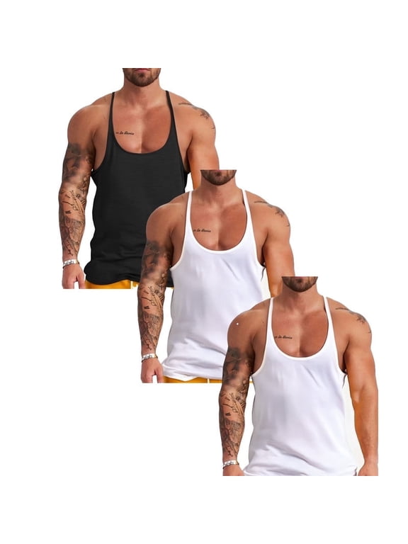 Men's Bodybuilding Stringer Tank Tops Y-Back Gym Fitness Workout Training Running T-Shirts Athletic Quick Dry Top