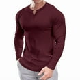 thumbnail image 1 of Ambiloof Men's Slim Fit Muscular V-Neck Casual T-Shirt, Long Sleeve, Stylish Business Top Basic T-Shirt Red/XL, 1 of 7