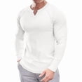 thumbnail image 1 of Ambiloof Men's Slim Fit Muscular V-Neck Casual T-Shirt, Long Sleeve, Stylish Business Top Basic T-Shirt White/L, 1 of 7