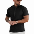 thumbnail image 1 of Ambiloof Men's Waffle Henley Shirts Short Sleeve T-Shirt Stylish Casual 5 Button Placket Slim Fit Tee Thermal Pullover Black/XL, 1 of 5