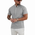 thumbnail image 1 of Ambiloof Men's Waffle Henley Shirts Short Sleeve T-Shirt Stylish Casual 5 Button Placket Slim Fit Tee Thermal Pullover Grey/M, 1 of 5