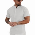 thumbnail image 1 of Ambiloof Men's Waffle Henley Shirts Short Sleeve T-Shirt Stylish Casual 5 Button Placket Slim Fit Tee Thermal Pullover White/M, 1 of 5
