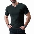 thumbnail image 1 of Ambiloof Men's slim fit muscle skinny V-neck casual t-shirt short sleeve muscle henley t-shirt fashionable business topsBlack/2XL, 1 of 6