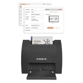 Ambir Business Card Scanner PS670ST-BCS High Speed Single Sided Vertical USB Powered Business Card Scanner with AmbirScan Business Card for Windows PC