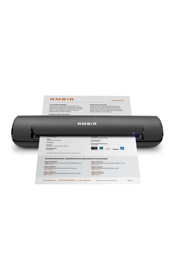 Ambir ImageScan Pro DS490-AS Duplex ID Card and Document Scanner with AmbirScan for Windows PC
