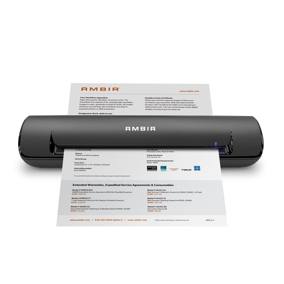Ambirscan Ambir Technology, Duplex Document Scanner, DS490-AS, Color & B/W ...