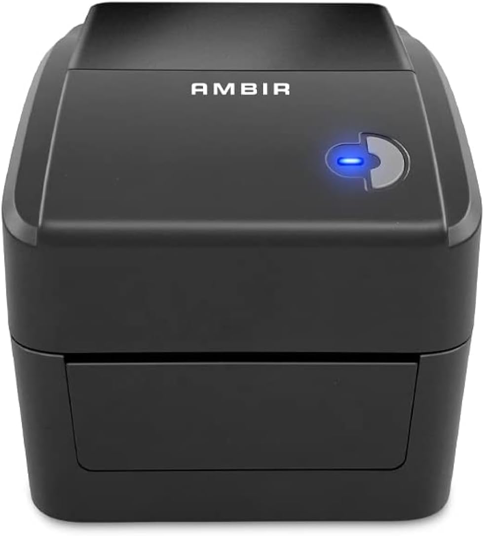 Ambir LP400 Monochrome Thermal Label Printer, 4x6, USB, Compatible with Shopify, Ebay, UPS, USPS, FedEx, Amazon & Etsy, Supports Multiple Systems