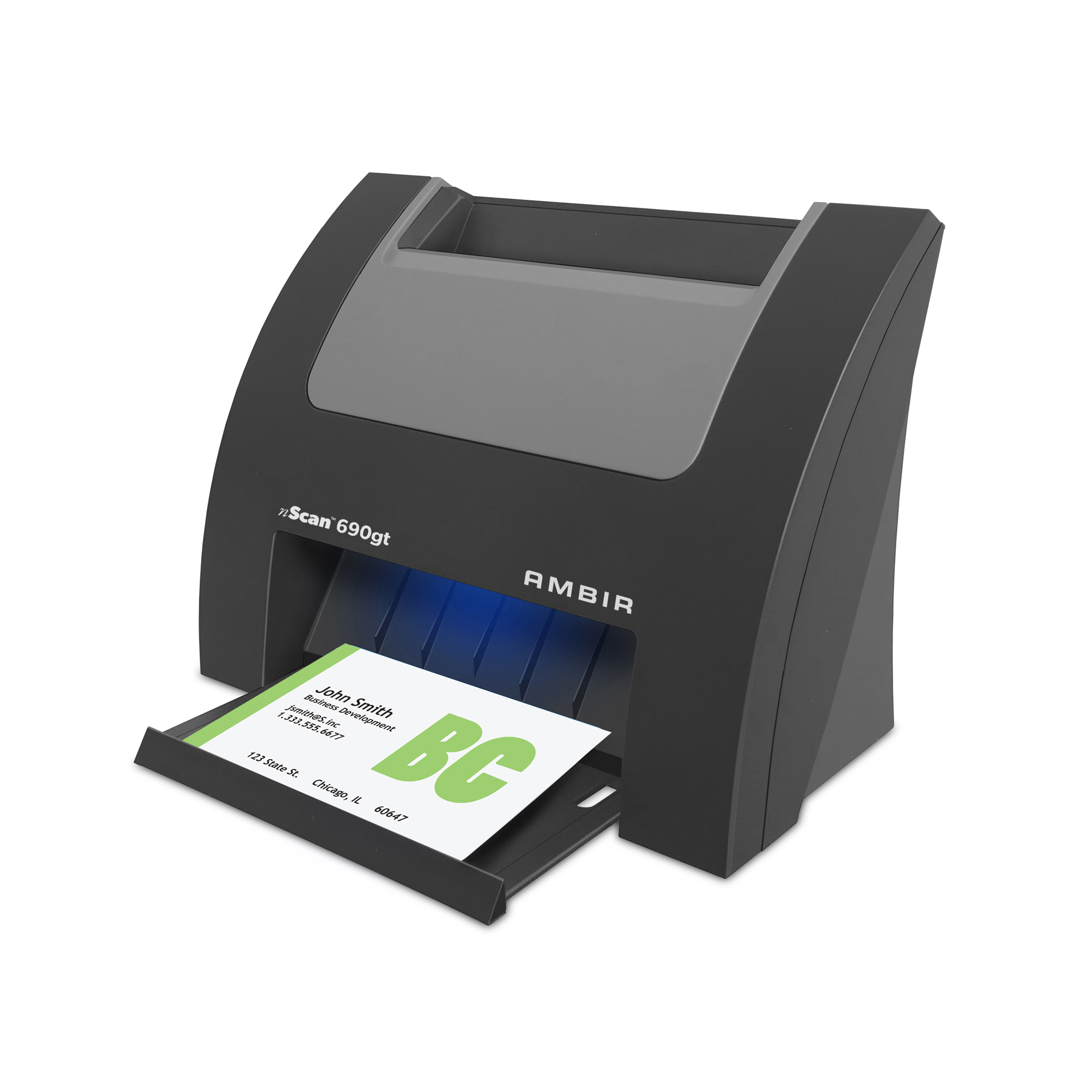 Ambir nScan DS690GTBCS HighSpeed Vertical Card Scanner with AmbirScan Business Card Software