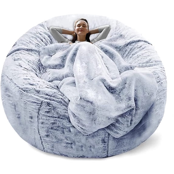 Ambitelligence Large Bean Bag Chair Cover, Plush Bean Bags Chairs Cover Only Without Filler Included, Beanbag Chairs for Adults, Teens, Kids, Snow Blue 6FT