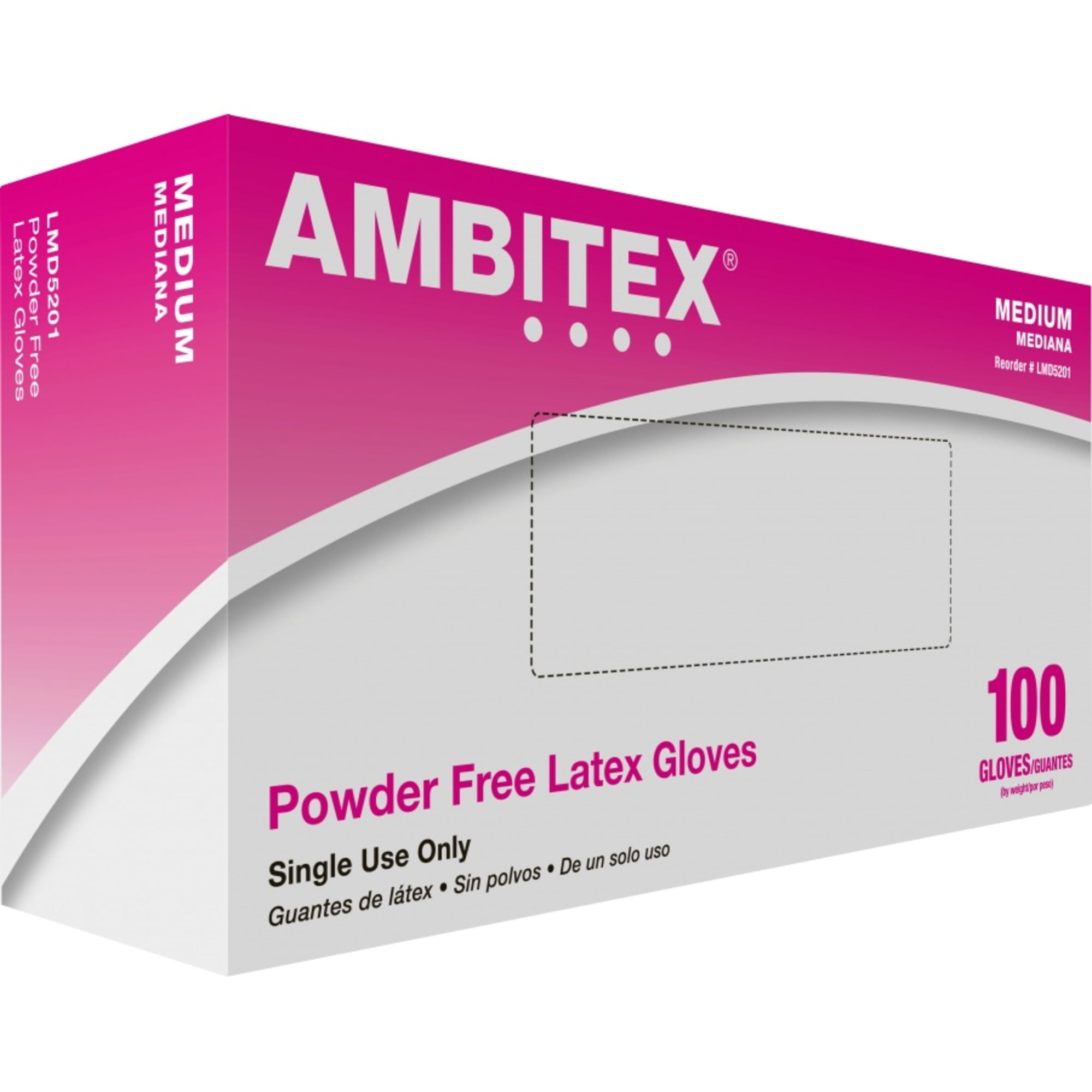 Ambitex LXL5201 Latex General Purpose Gloves, Powder-Free, Non-Sterile, XL, Box of 100