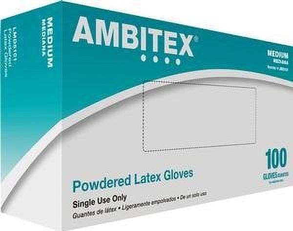 Ambitex Non-Sterile Powdered General Purpose Latex Glove ''Medium, 100 Count''