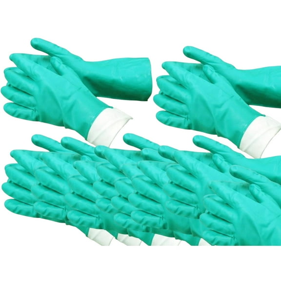 Ambitex TR-NTL650SM/HDG Flocklined Nitrile Work Gloves  Small, Green, 12-Pack