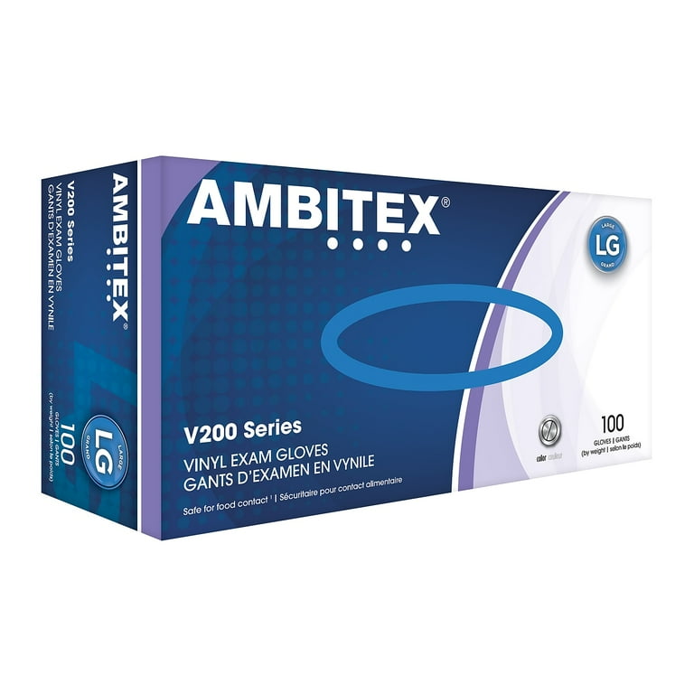Ambitex V200 Series Powder Free Clear Vinyl Gloves Large 960168 Walmart