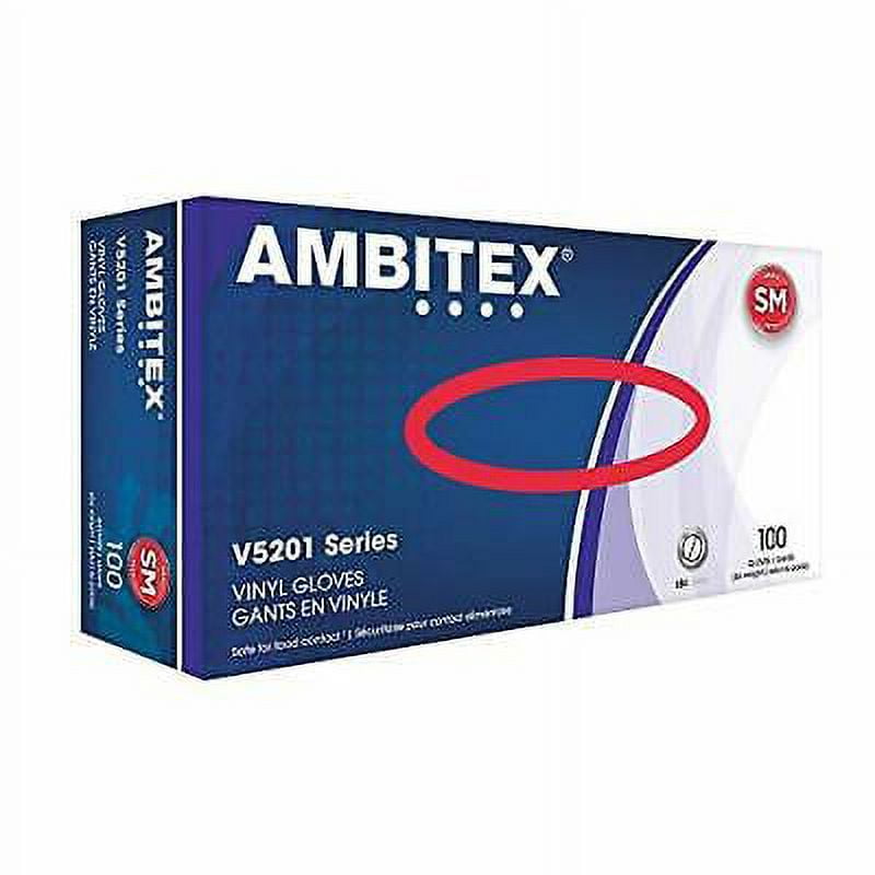 TRADEX INTERNATIONAL Ambitex V5201 Series Latex Free Clear Vinyl Gloves Small 100/Box (VSM5201)