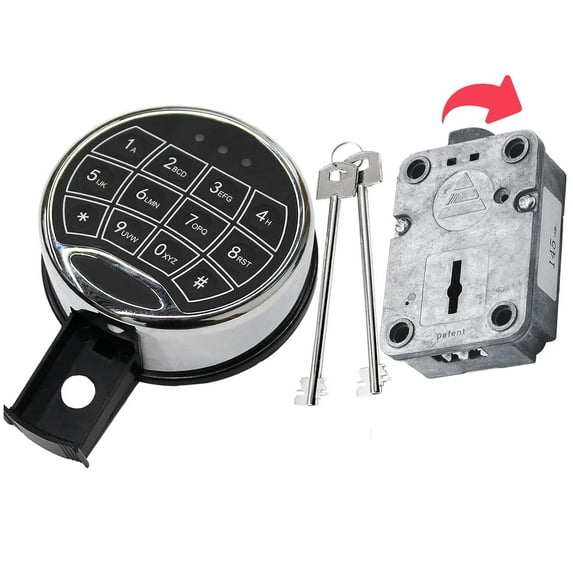 Digital Electronic Keypad for Right Swing Bolt Safes, Safe Lock Replacement,1Set Time Delay Safe Lock Including 2 Emergency Keys