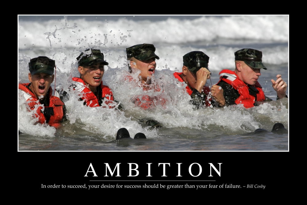 Ambition Inspirational Quote and Motivational Poster Canvas Art - Stocktrek Images (34 x 23)