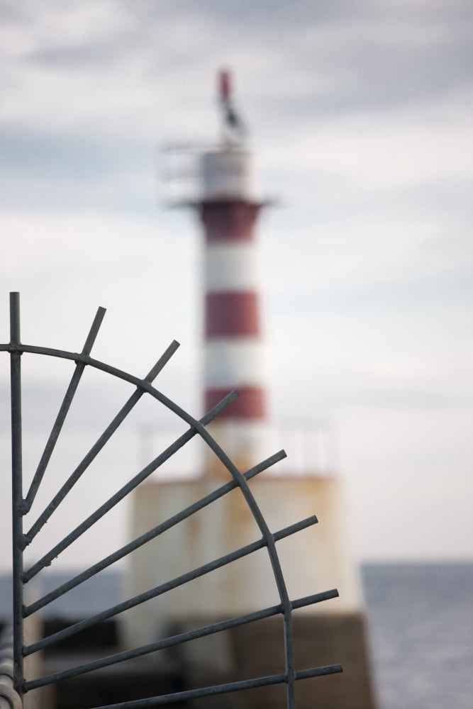Amble Northumberland England Lighthouse On The Coast Canvas Art - John Short Design Pics (24 x 38)