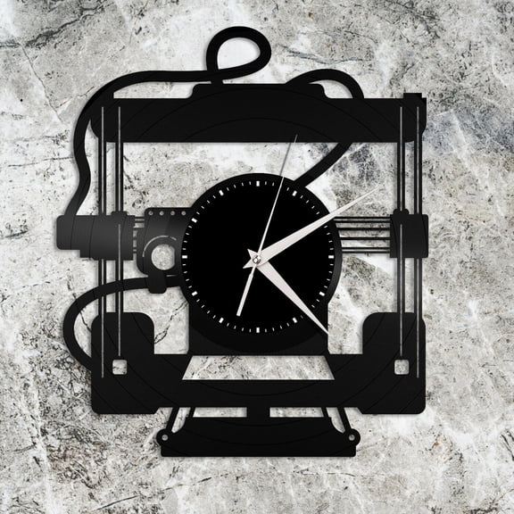 Amblelife 3d Printer Vinyl Wall Clock Unique Gift for Friends Home Living Room Decoration Vintage Design Office Bar Room Home Decor