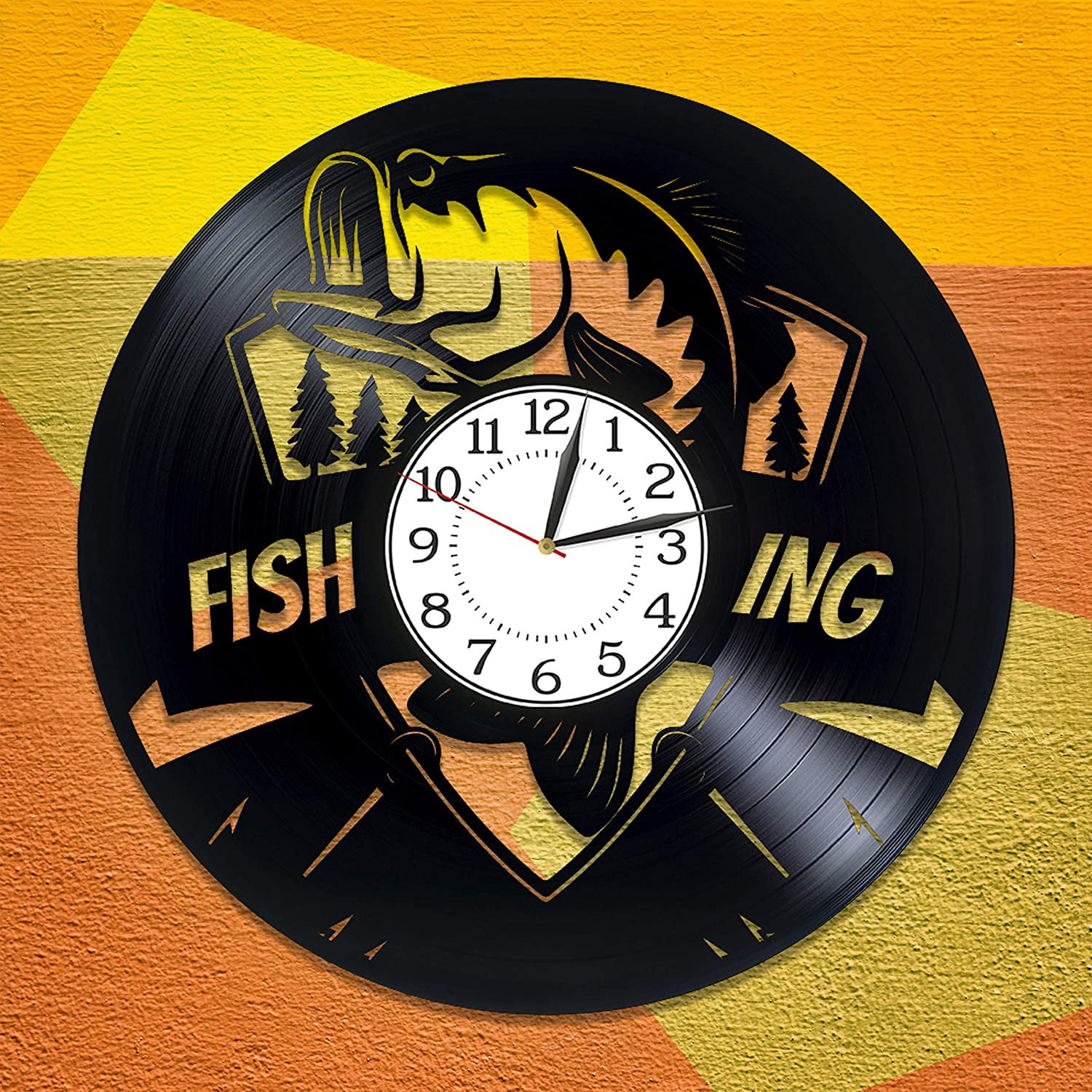 Amblelife Activity Handmade Products Fishing Vinyl Clock for Boyfriend ...