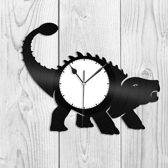 Amblelife Ankylosaurus Vinyl Wall Clock Unique Gift for Animal Lovers Kids Room Decoration Vintage Design Office Bar Room Home Decor
