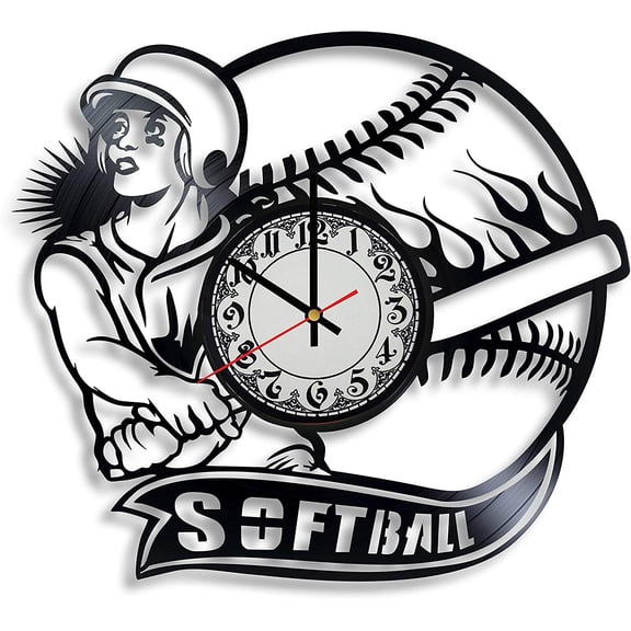 Amblelife Art Design Softball Mom Gift Vinyl Wall Clock Softball Nana Softball Ornaments Softball Gifts Team mom Softball Decorations Softball Catcher Softball Party Decorations