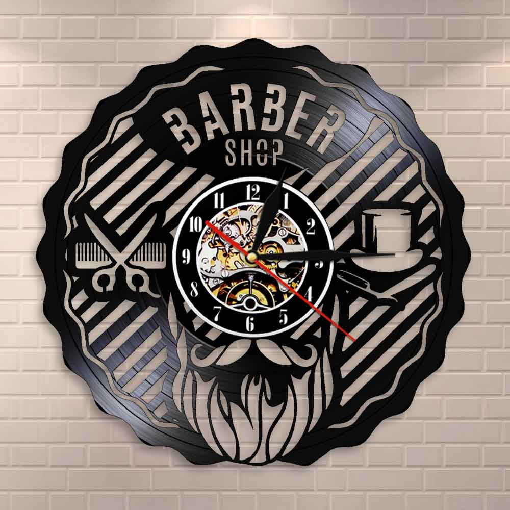 Amblelife Barber Shop Sign Wall Decorative Clock Mustache Gentleman ...